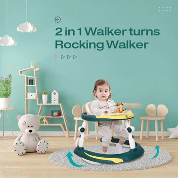 2-in-1 Baby Walker & Rocking Walker - Green Yellow