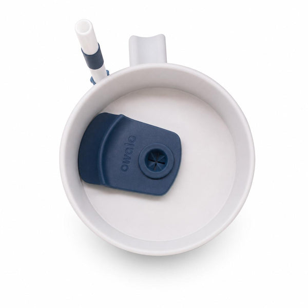 Owala Tumbler 40oz Navy Blue back view with label