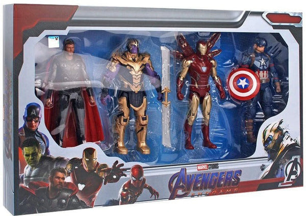 Avengers Endgame Action Figure Set – 4 in 1 (Thor, Thanos, Iron Man, Captain America)