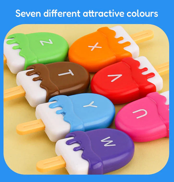AlphaScoops – Montessori Ice Cream Alphabet Matching Game | 52 Pcs, 26 Letters & Words