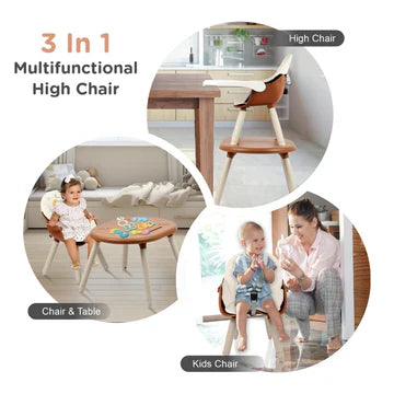 R for Rabbit 3-in-1 Multifunctional Baby High Chair - Brown Cream