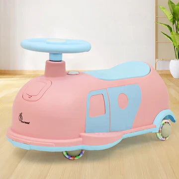 R for Rabbit 3-in-1 Swing Car for Kids - Pink Blue | Swing, Push & Pull Along Ride On