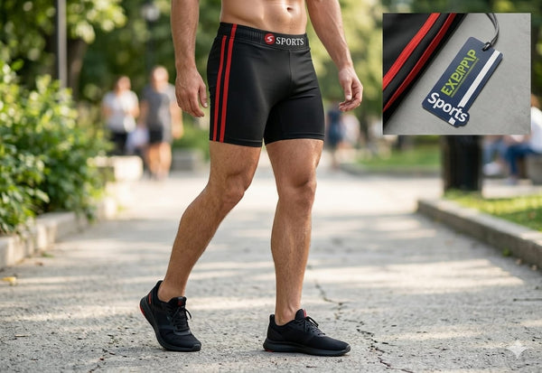 Konexpro Swimming Shorts for Kids & Men - Black with Red Stripes (CI-28 4,5XL)