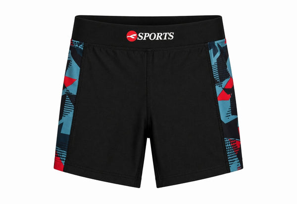 Konexpro Kids Sports Swim Shorts - Red Geometric