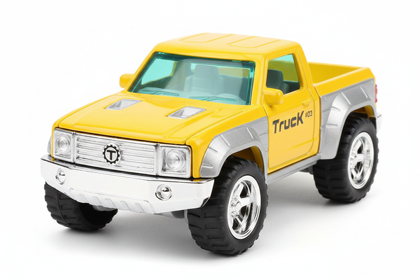 TrucK 03 yellow silver off-road truck front view white background