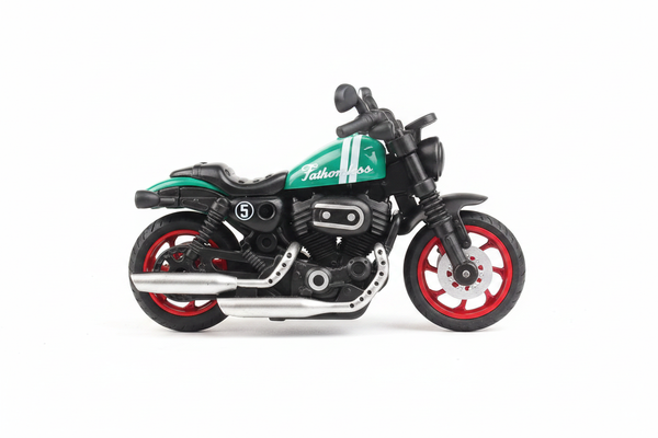 Fathomless green black cruiser motorcycle side view white background