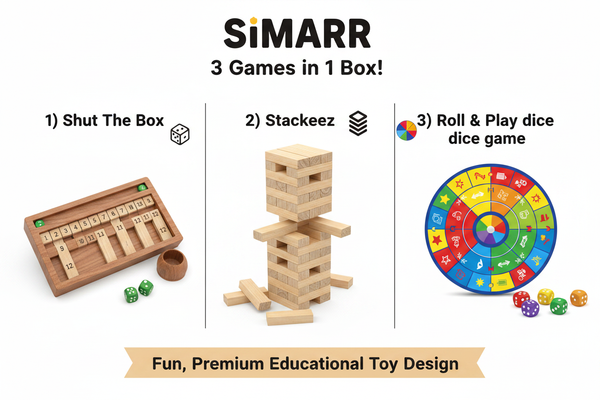 Simarr 3-in-1 Shut The Box feature infographic