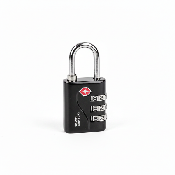 Travel Sentry Black Padlock - White Background