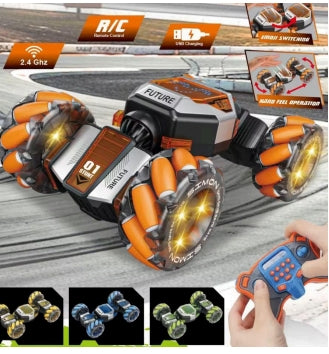 Future RC Stunt Car - Gesture Sensing Watch Remote Control with LED Lights