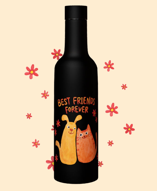 Speedx Best Friends Forever - 500ml Black Insulated Bottle