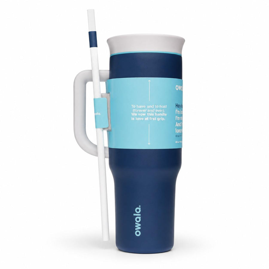 Owala Tumbler 40oz White Grey front view