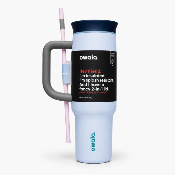 Owala Tumbler 40oz Light Blue lid top view