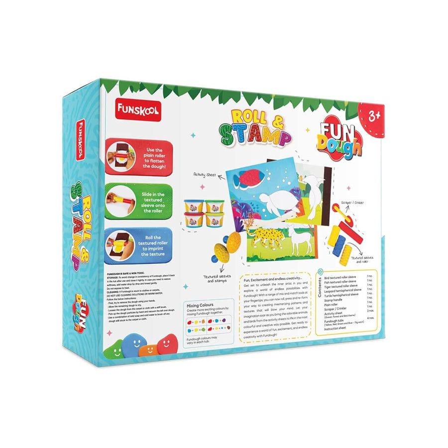 Funskool Fun Doh Roll & Stamp Set - 4 Tubs (Animals Theme)
