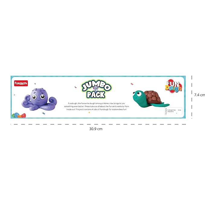 Funskool Fun Doh Jumbo Pack - 4 Exciting Colours (250g Each)
