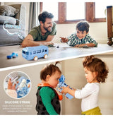Bus shaped kids water bottle with toy car - lifestyle