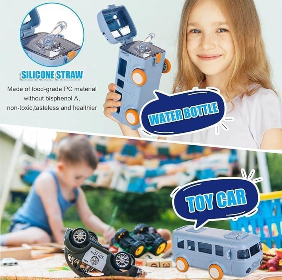 Bus water bottle with carrying strap