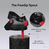 Owala FreeSip Darth Vader - FreeSip spout chug spout and built-in straw infographic