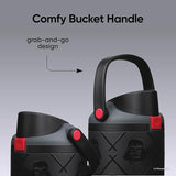 Owala FreeSip Darth Vader - comfy bucket handle grab and go design infographic