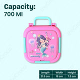 Kids lunch box 700ml capacity - 21.5cm x 19cm x 7.5cm - Mermaid design