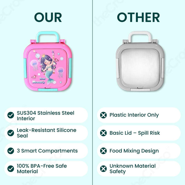 Our vs Other comparison - SUS304 stainless steel interior, leak-resistant silicone seal, BPA-free