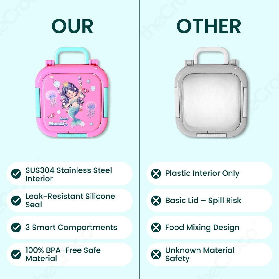 Our vs Other comparison - SUS304 stainless steel interior, leak-resistant silicone seal, BPA-free
