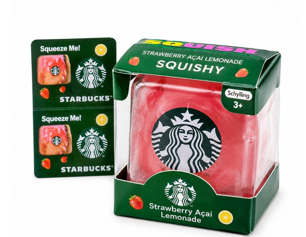 Starbucks Squishy Cube with display card - Strawberry Açaí Lemonade by Schylling ages 3+