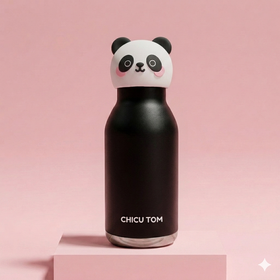 Chicu Tom Elephant insulated water bottle - lavender with elephant face lid