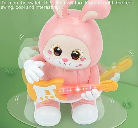 Rabbit Guitarist Dancing Toy with Light, Music & Moving Legs for Kids 3+