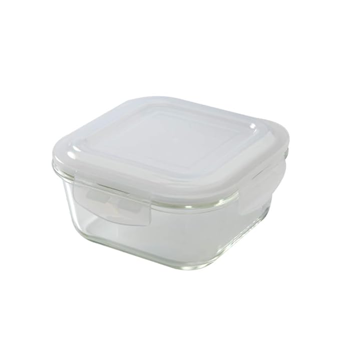 Borosil 320ml Microwavable Glass Lunch Box Set of 3 Square with Lunch Bag