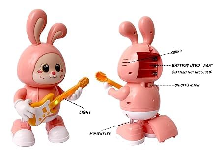 Rabbit Guitarist Dancing Toy with Light, Music & Moving Legs for Kids 3+