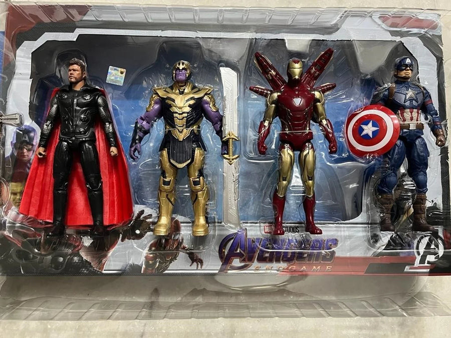 Avengers Endgame Action Figure Set – 4 in 1 (Thor, Thanos, Iron Man, Captain America)