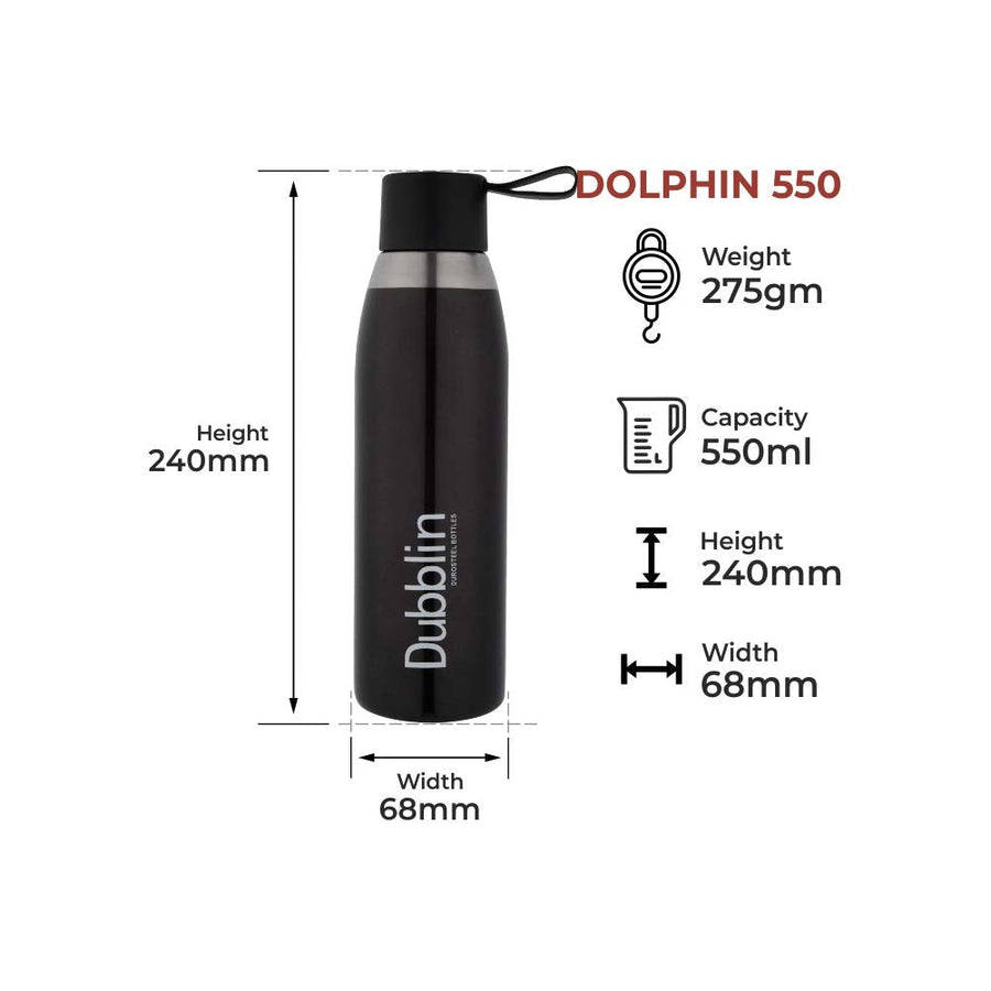 Dubblin Dolphin 550 Vacuum Insulated Steel Water Bottle 550ml