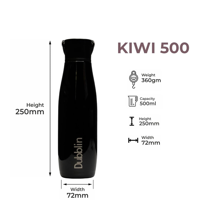 Dubblin Kiwi Premium Stainless Steel Double Wall Vacuum Insulated BPA Free Water Bottle,