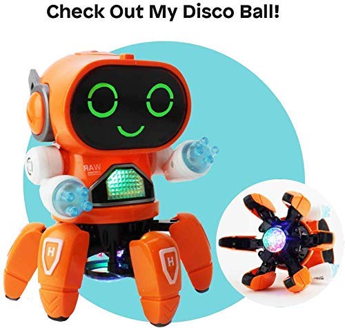 Bot Robot Pioneer Colorful Lights and Music All Direction Movement Dancing Robot Toys for Boys and Girls (Orange)