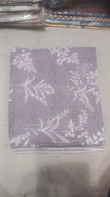 Lavender botanical comforter with white leaf print