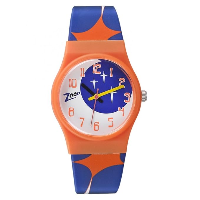 Zoop Moon & Stars Kids Analog Watch – Orange & Blue
