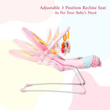 Mee Mee Baby Bouncer Cum Rocker Chair for Newborns to Toddlers, with Soothing Music and Vibration, Portable, Toy bar, (Compact, Pink)