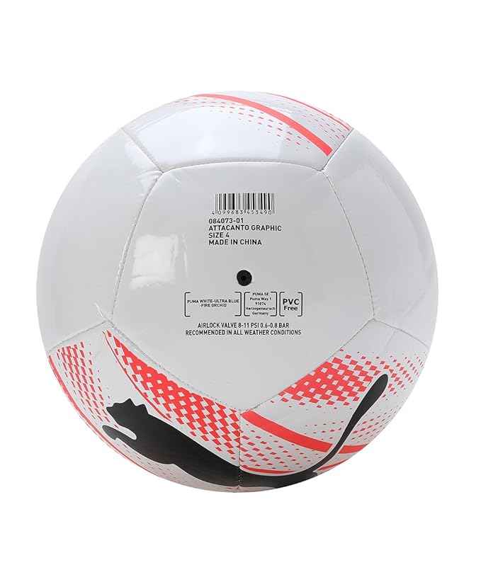Puma Attacanto Graphic Soccer Ball – Size 5 | White-Ultra Blue-Fire Orchid