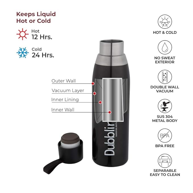 Dubblin Dolphin 550 Vacuum Insulated Steel Water Bottle 550ml