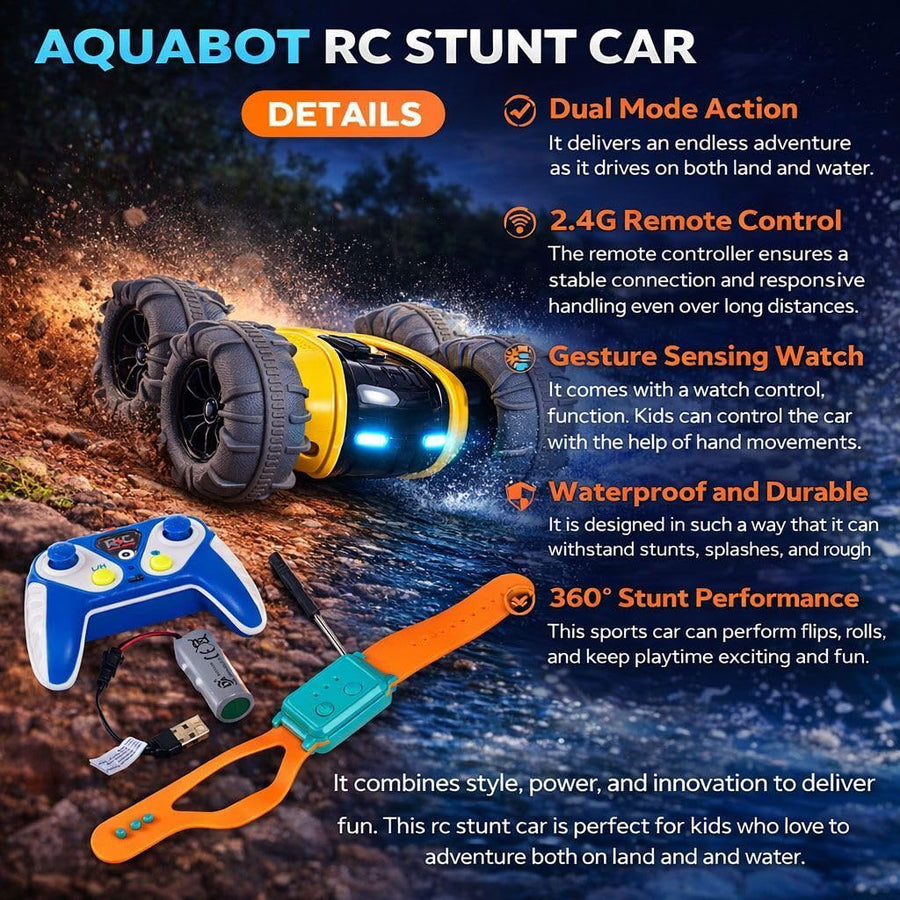 Aquabot RC Stunt Car – Land & Water Dual Mode with Gesture Watch Control
