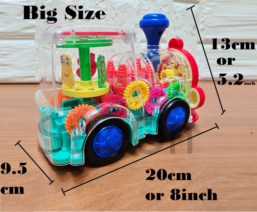 Bump and Go Transparent Gear Train Toy with Lights & Music