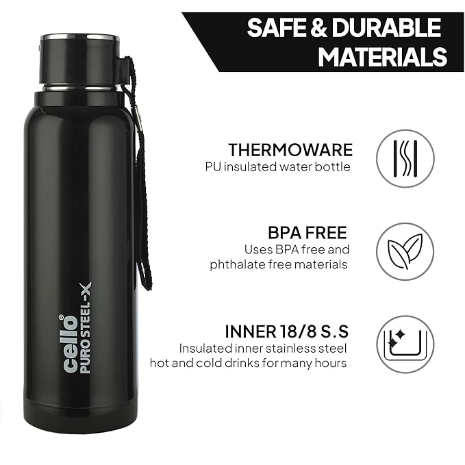Cello Puro Steel-X Vacuum Insulated Water Bottle 650ml