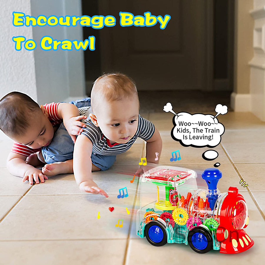 Bump and Go Transparent Gear Train Toy with Lights & Music