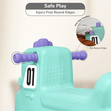 3-in-1 Baby Ride-On Rocker & Balance Board - Mint Green Purple