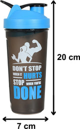 Gym Shaker Premium 750ml - Motivational Protein Shaker Bottle (Black & Blue)