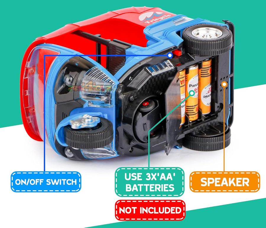 Auto Rickshaw Toy with Pullback Action Bump & Go Auto Rickshaw Kids Toys with Lights & Music Sound Toy Battery Operated Toys for Kids