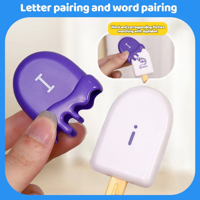AlphaScoops – Montessori Ice Cream Alphabet Matching Game | 52 Pcs, 26 Letters & Words