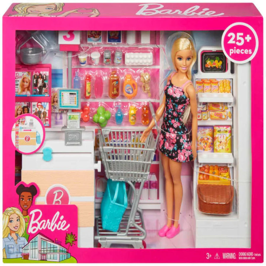 Barbie Doll and Supermarket Playset with 25+ Accessories