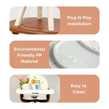 R for Rabbit 3-in-1 Multifunctional Baby High Chair - Brown Cream