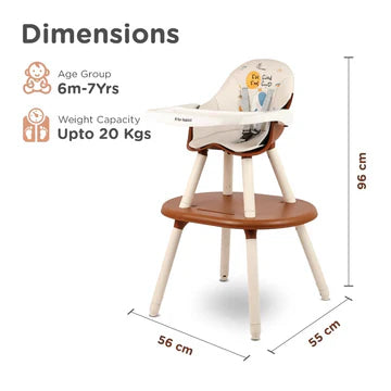 R for Rabbit 3-in-1 Multifunctional Baby High Chair - Brown Cream
